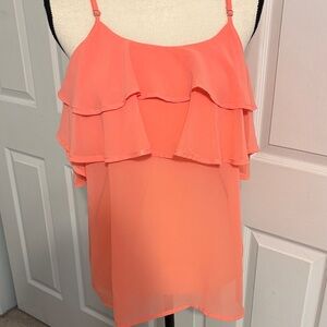 Coral Ruffle Layered Women's Top